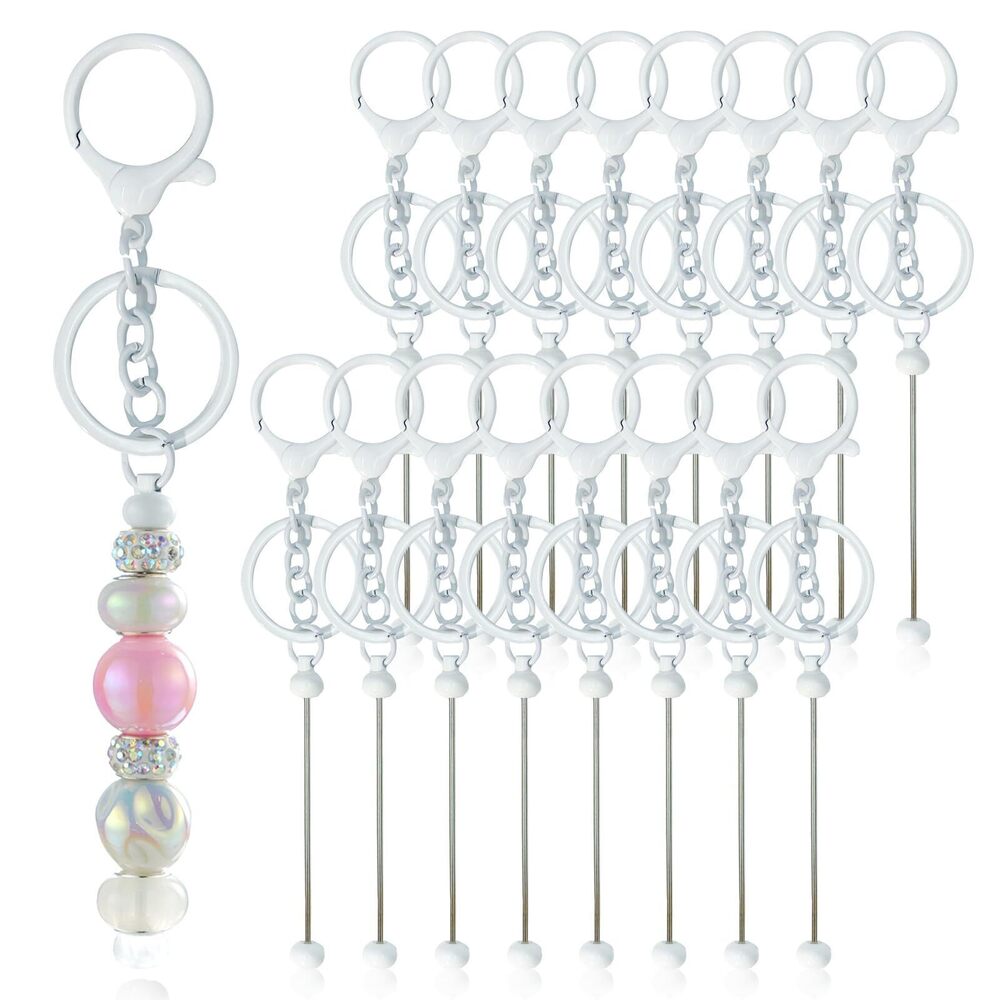 9416 28 Pcs Beadable Keychain Bars - Keychain Making Kit Bulk - Metal